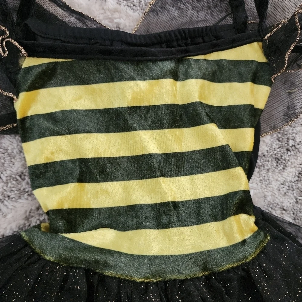 Bumble Bee Dress Halloween Costume Cosplay Dress Up Size 2-4 Years Black Lace